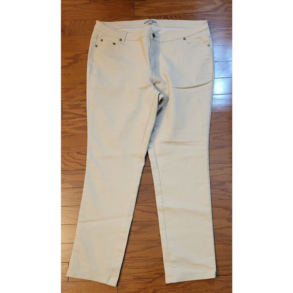 Woman Within Plus Size 18W Tall Khaki Beige Straight Leg Jeans Pants - Picture 12 of 14